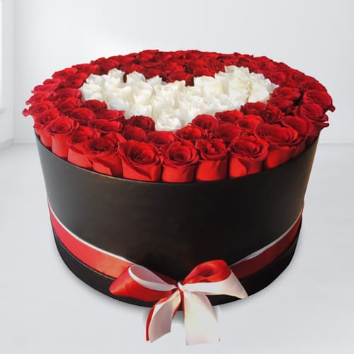 Classic Box of Red N White Roses