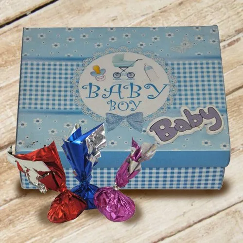 Delightful Baby Boy Homemade Chocolate Box with Essence of Indulgence