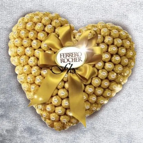 Marvelous Heart Shaped Arrangement of Ferrero Rocher Chocolate