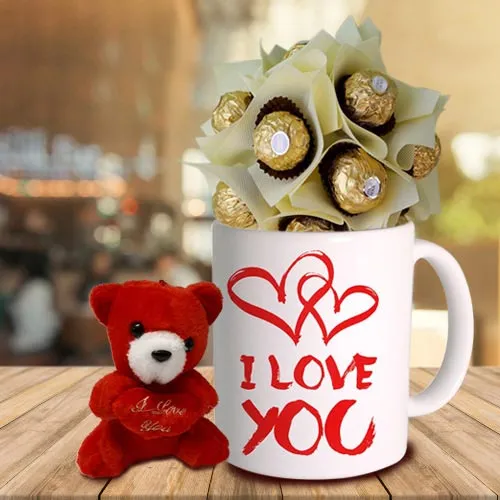 Personalized Coffee Mug with Ferrero Rocher N Teddy