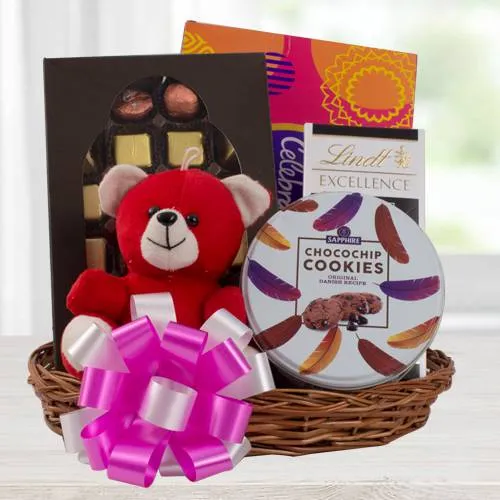 Delectable Chocolate Gift Basket with Teddy