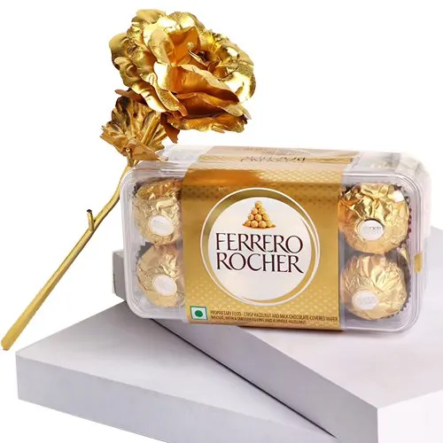 Special Ferrero Rocher Chocolates with a Golden Rose
