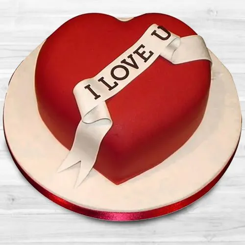 Delicious Heart Shape Fondant Love You Cake