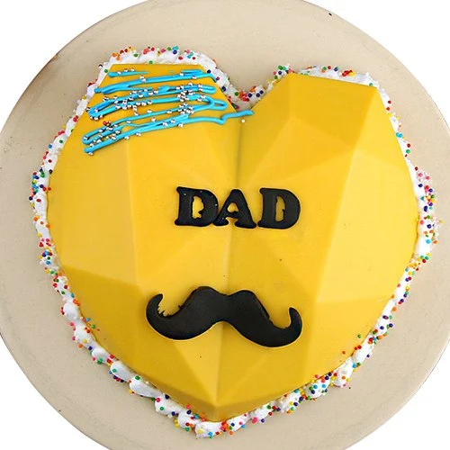 Heart Shaped Moustache Pinata Cake for Dad