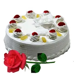Yummy Vanilla Cake and charming Red Rose