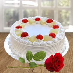 Buy Vanilla Cake N Red Rose