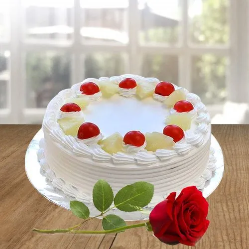 Buy Vanilla Cake N Red Rose