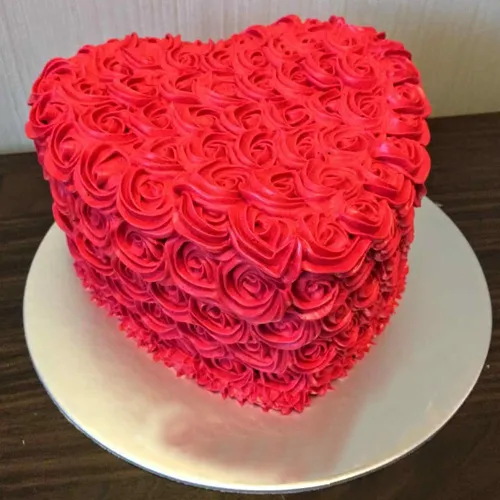 Send Heart Shaped Strawberry Rose Cake