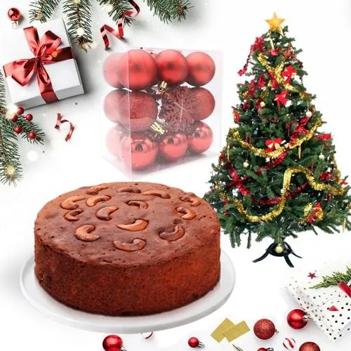 Amazing Dry Plum Cake with Christmas Tree n Decorations