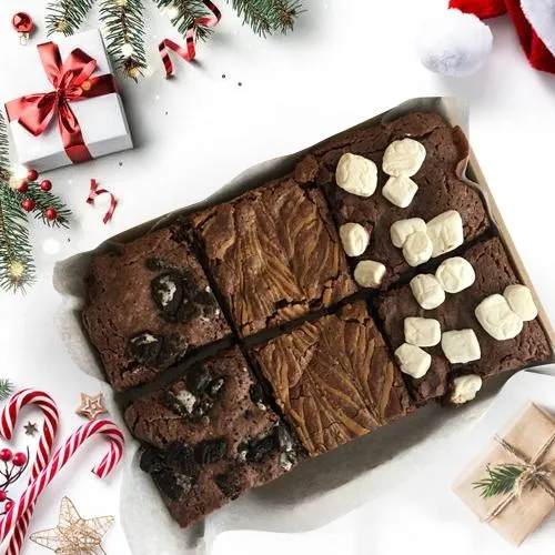 Savory Treat of 6 Fresh-Baked Brownie for Xmas