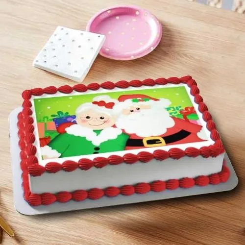 Finest X-mas Gift of Santa Claus Photo Cake	