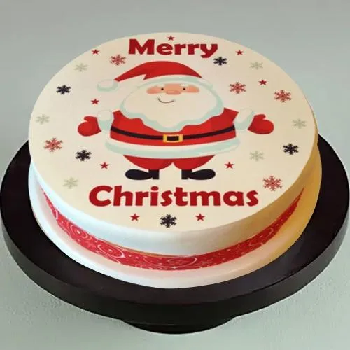 Lavish Treat of Santa Claus Merry Christmas Photo Cake	