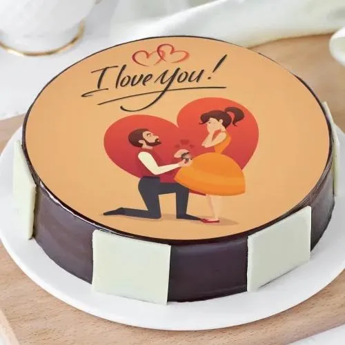 Garnished Personalized Chocolate Cake for Propose Day