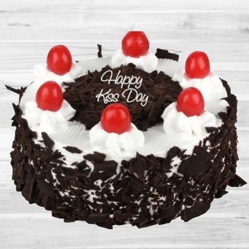 Angelic Gift of Yummy Black Forest Cake for Kiss Day
