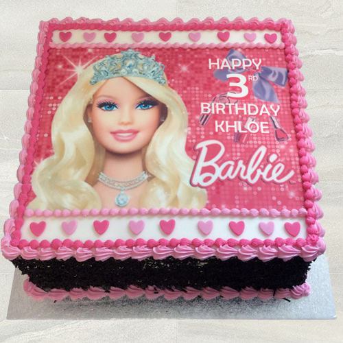 Fresh-Baked Barbie Photo Cake for Children