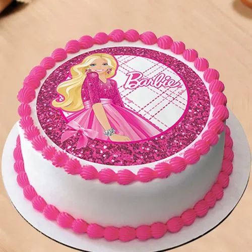 Velvety Barbie Photo Cake for Little one