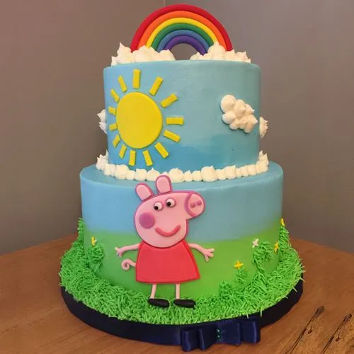 Sumptuous 2 Tier Peppa Pig Cake for Kids Party