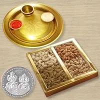 Dri Fruits N Gold Plated Thali , Free Coin