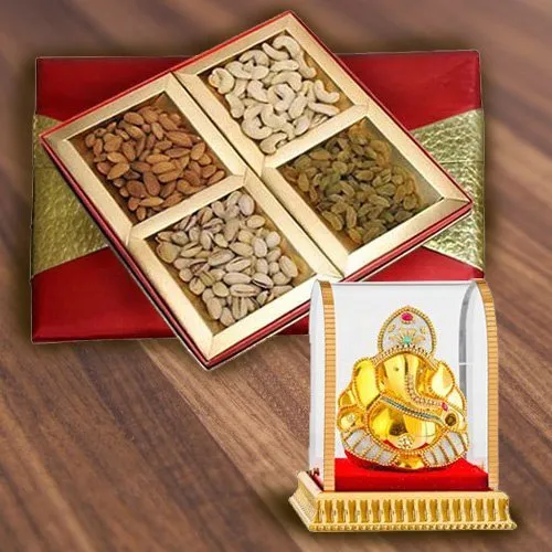 Order Lord Vinayaka Murti with Mixed Dry Fruits Box