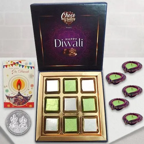 Tempting Treat of Chocolates with Diwali Greetings Card