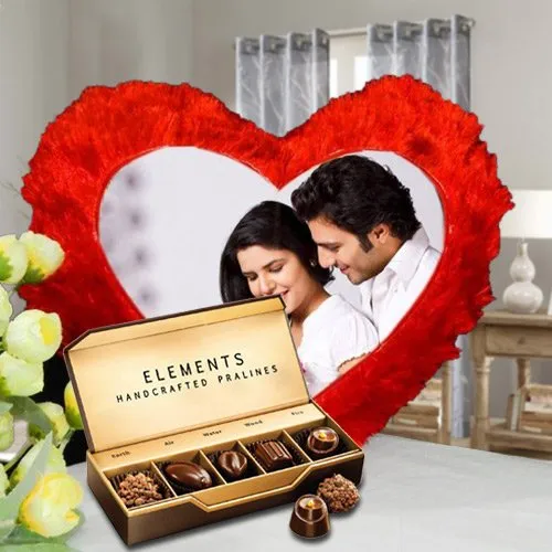 Order ITC Chocolates with Heart Shaped Personalized Cushion