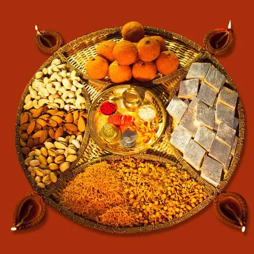 Special Diwali Sweets and Dry Fruits, Pooja Thali n Puja Samagri Combo