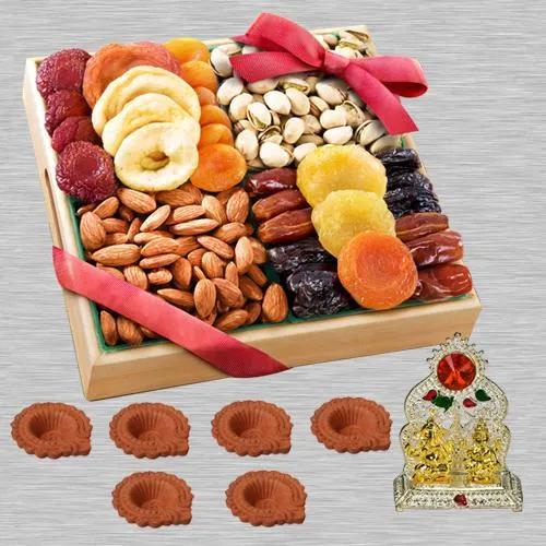 Astonishing Diwali Dry Fruits Platters with Ganesh Lakshmi Mandap, Free Diya