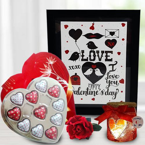 Charming Combo of LED Photo Frame with Heart Chocolate Box