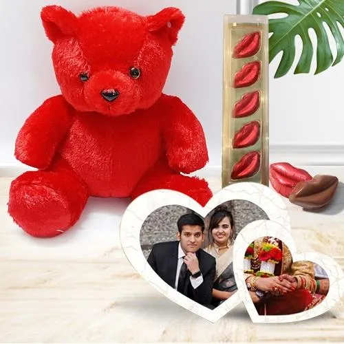Pretty Photo Frame, Chocolates n Teddy Gift Combo for Valentine
