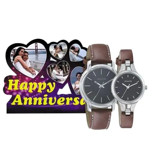 Alluring Personalized Photo Frame N Sonata Watch for Parents