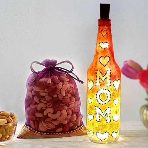 Send this Designer Handcrafted Bottle Lamp  N  Dry Fruits on Mothers Day
