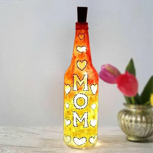 Elegantly Handcrafted LED Lighting Bottle Lamp for Best Mom