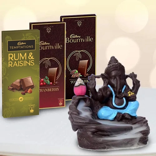 Tasty Cadbury Assortments with Bal Ganeshs Showpiece