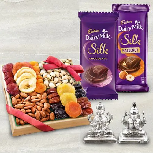 Tempting Gift of Dry Fruits and Cadbury Chocolates with Idol