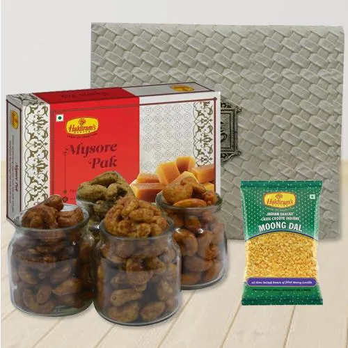Amazing Gift of Flavored Cashews, Haldiram Sweets n Snacks