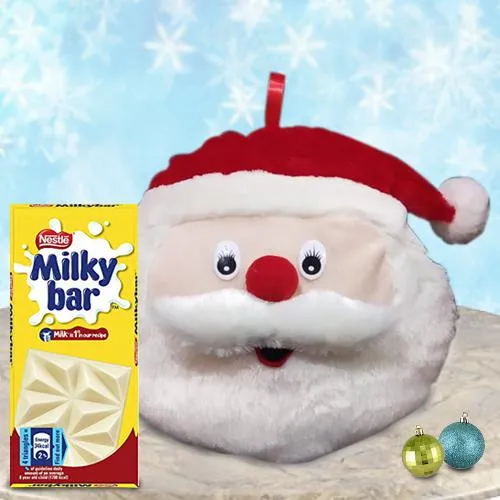 Awesome Kids Gift for Christmas of Santa Emoji Cushion n Milky Bar