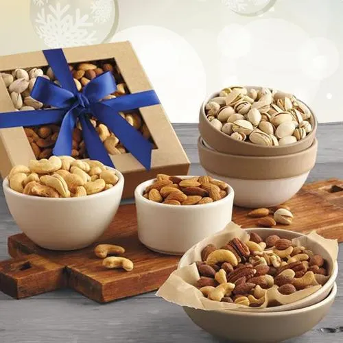 Ravishing Pine Wood Box of Dried Nuts on Xmas