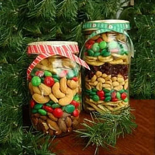Enticing Christmas Gift of Twin Jars of Trail Mix n Candies