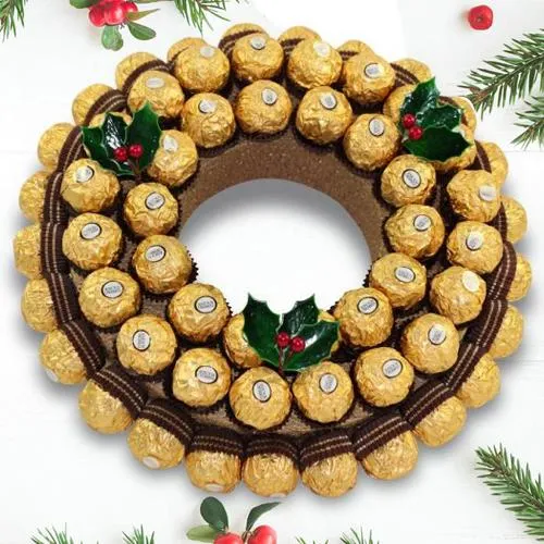 Impressive Xmas Wreath of Ferrero Rocher Chocolates