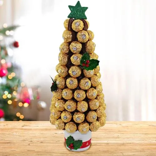 Astonishing Merry Christmas Tree of Ferrero Rocher Chocolates