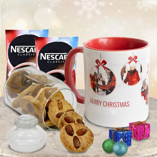 Perfect Xmas Personalized Gift of Almond Cookies, Coffee n Mug