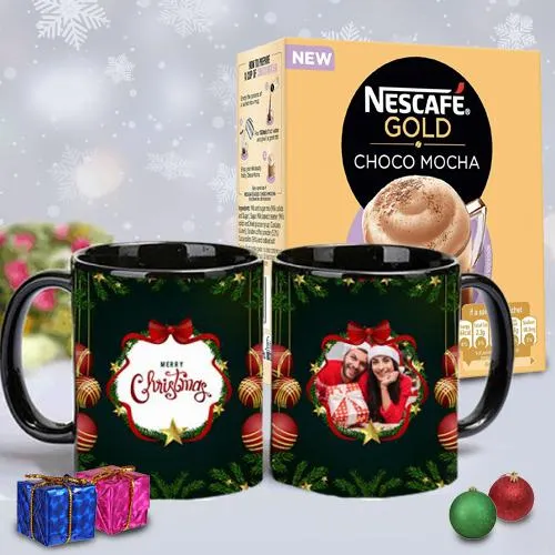 Ideal Personalized Gift of Nescafe Mocha n Merry Christmas Magic Mug