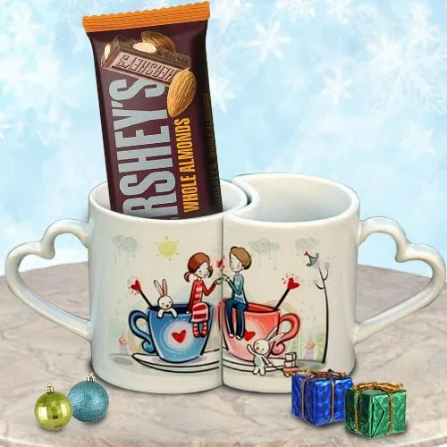 Superb Personalized Couple Mug n Hersheys Chocolate Bar