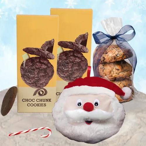 Superb Xmas Cookie Assortment with Santa Cushion