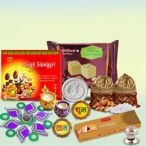 Classy Diwali Decorative Gift with Ganesh Lakshmi Mandap n Sweets