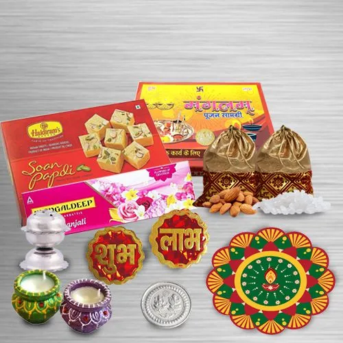 Classic Deepawali Poojan Essential Gift Box with Decor Items