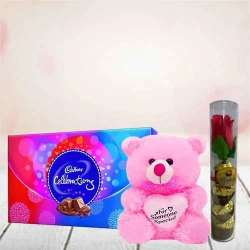 Dreamy Combo of Heart Teddy with Delectable Chocolate