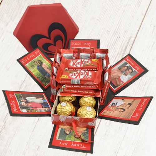 Delectable Ferrero Rocher n Kitkat in Hexagonal Explosion Box