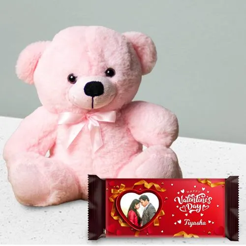 Amazing Personalized Choco Wrapper with Chocolate with Teddy for Valentine