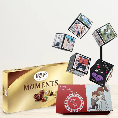 Exciting Magic Pop Up Box of Personalized Photos with Ferrero Rocher Chocolates